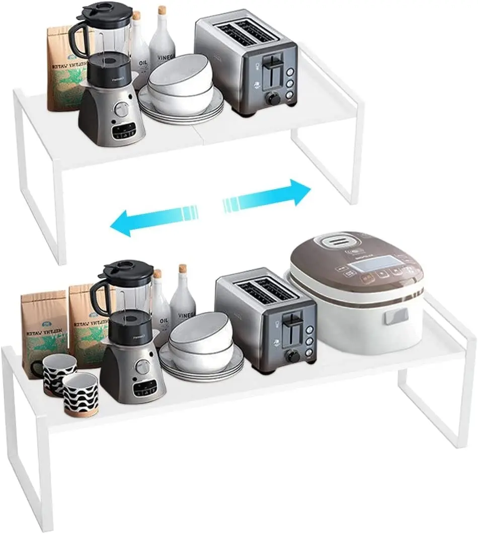 Expandable Cabinet Shelf Organizers, 23 cm (White) - Home & Garden