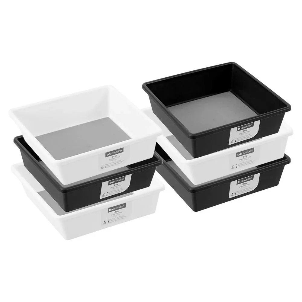 6x Boxsweden 17x5cm Grip Square Home Organiser Tray Storage Container Asstd - Home & Garden