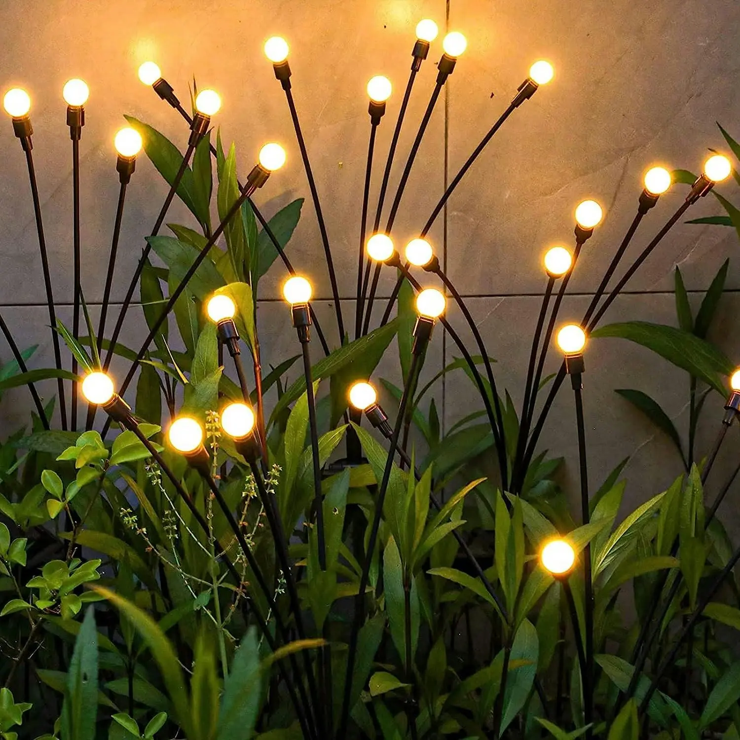 Solar Powered Firefly Lights Outdoor Waterproof Starburst Garden Lights Warm White - Home & Garden