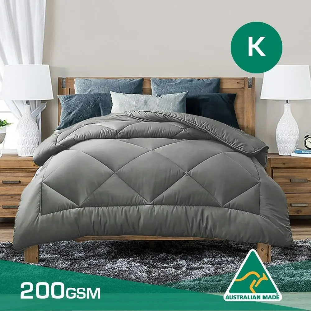 King Size Aus Made Summer Weight Soft Bamboo Blend Quilt Grey Cover - Home & Garden