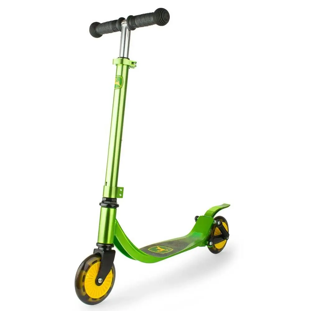 John Deere Adjustable Kick/Push Scooter Ride On w/ Light Up Wheels Kids 5y+ - Sports & Outdoor