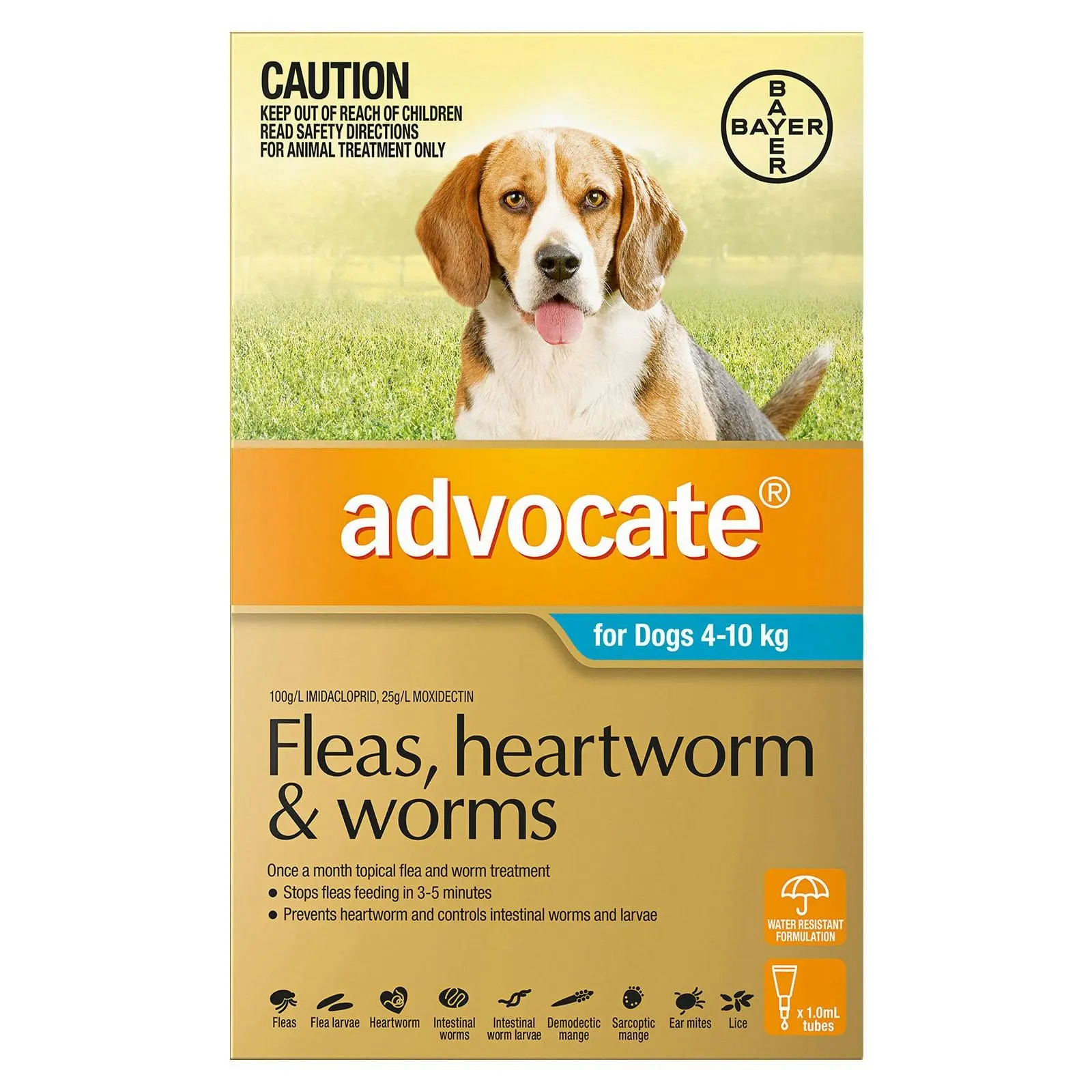 ADVOCATE for Dogs For Medium Dogs 4 To 10Kg (Aqua) 12 Pipettes - Pets
