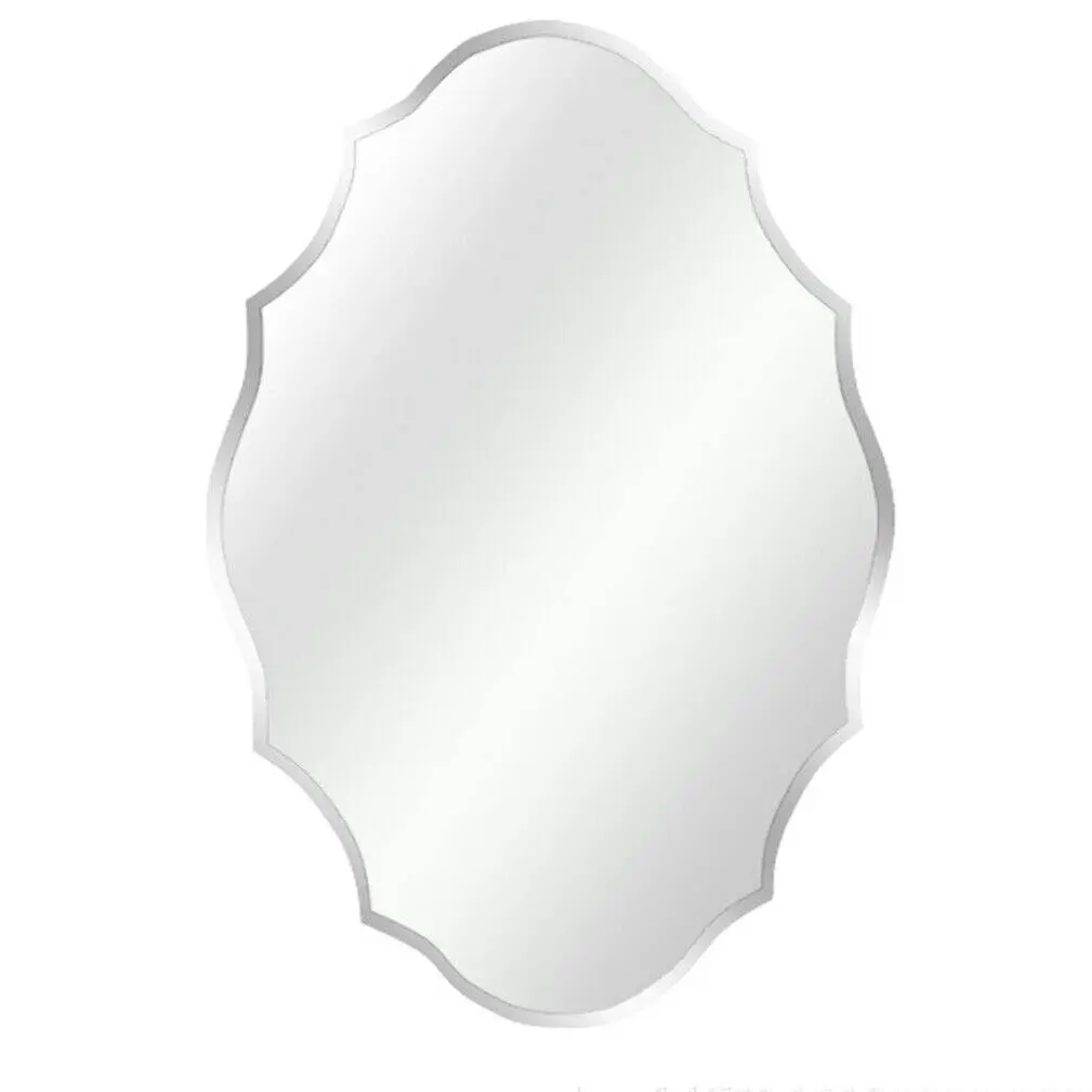Frameless Silver Oval Mirror: Versatile Vertical or Horizontal Display - Home & Garden