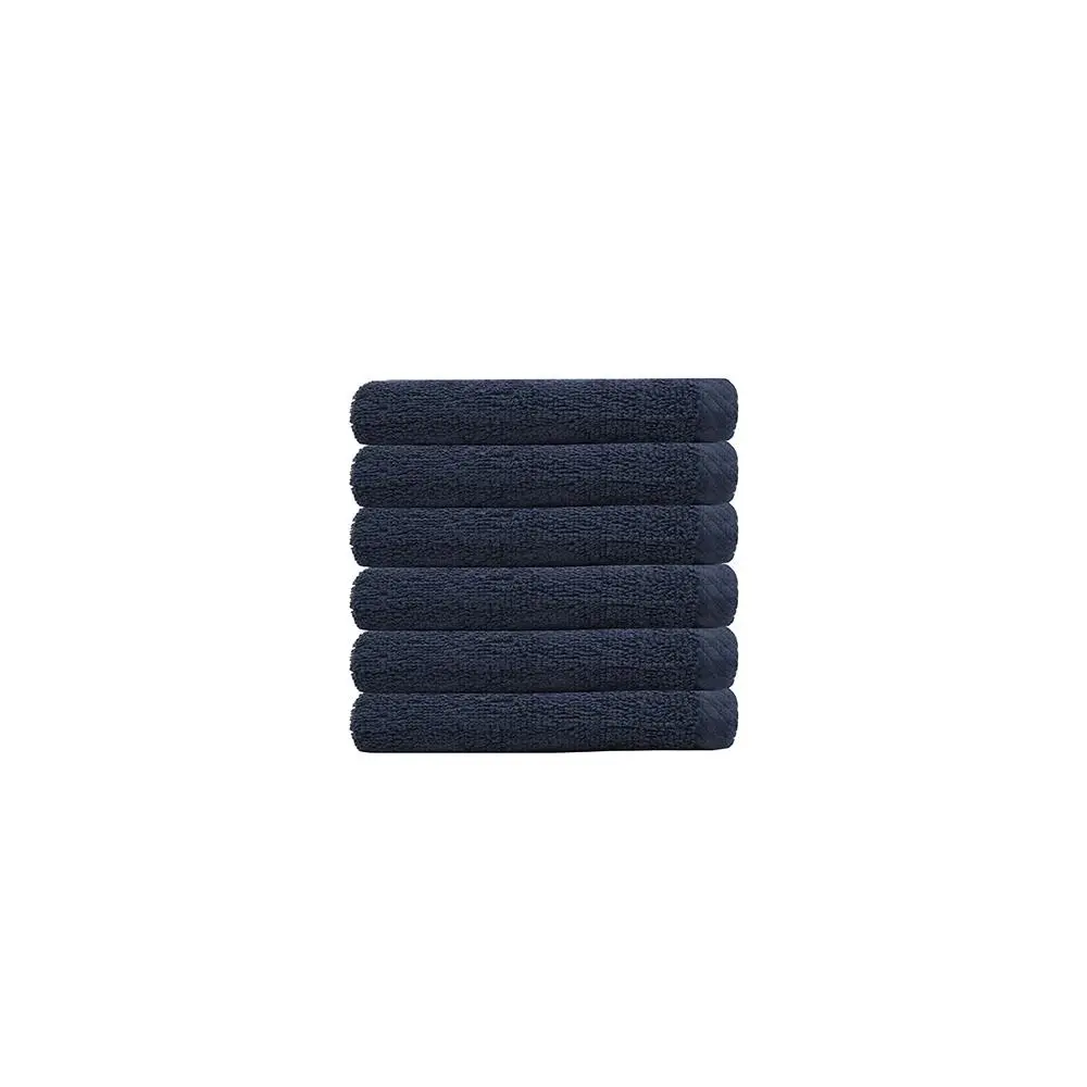 6pc Bambury Home Living soft Chateau Face Washer 33x33cm Navy 33 x 33cm - Home & Garden