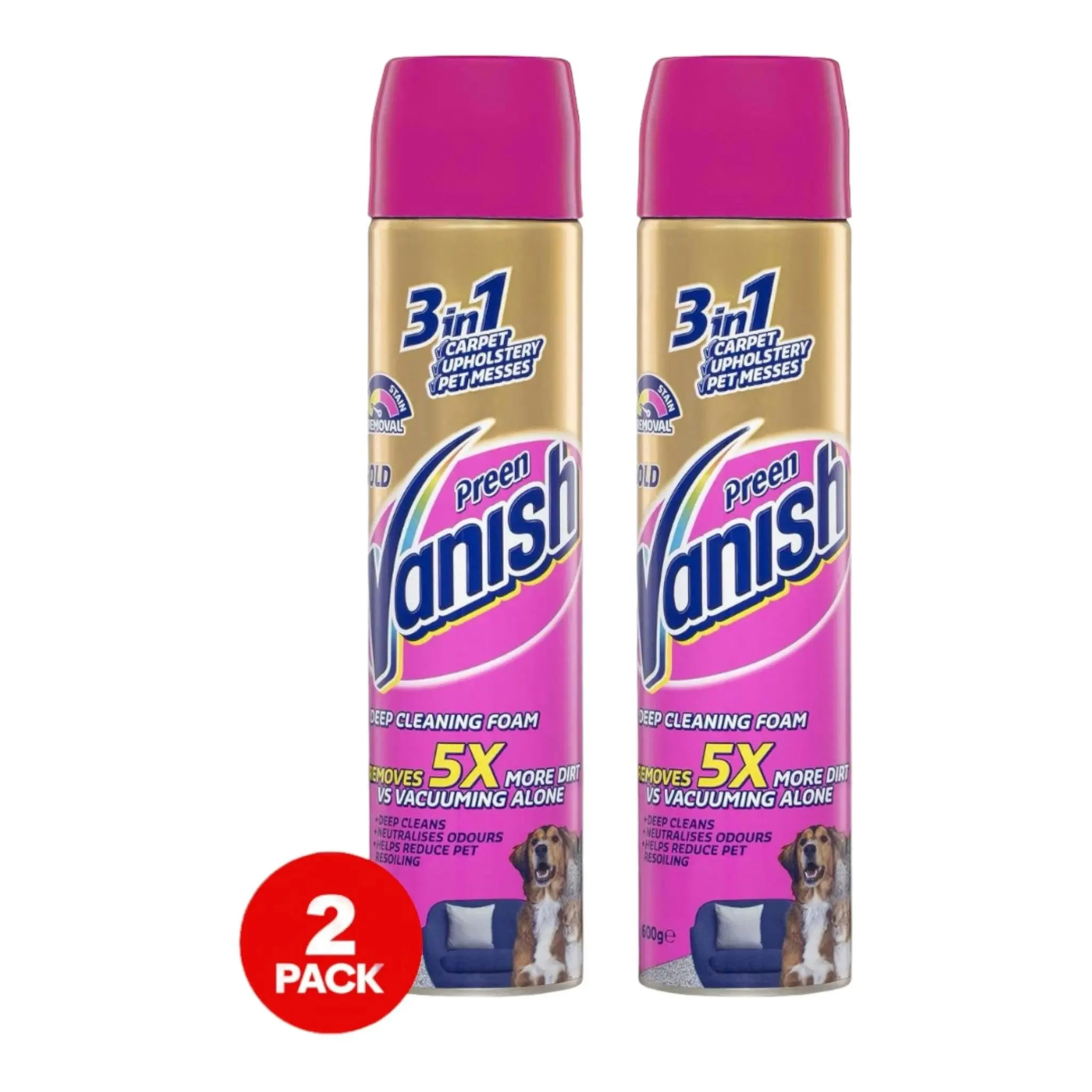 2 Pack Vanish Preen Gold 3in1 Carpet Deep Cleaning Foam 600g - Supermarket Specials