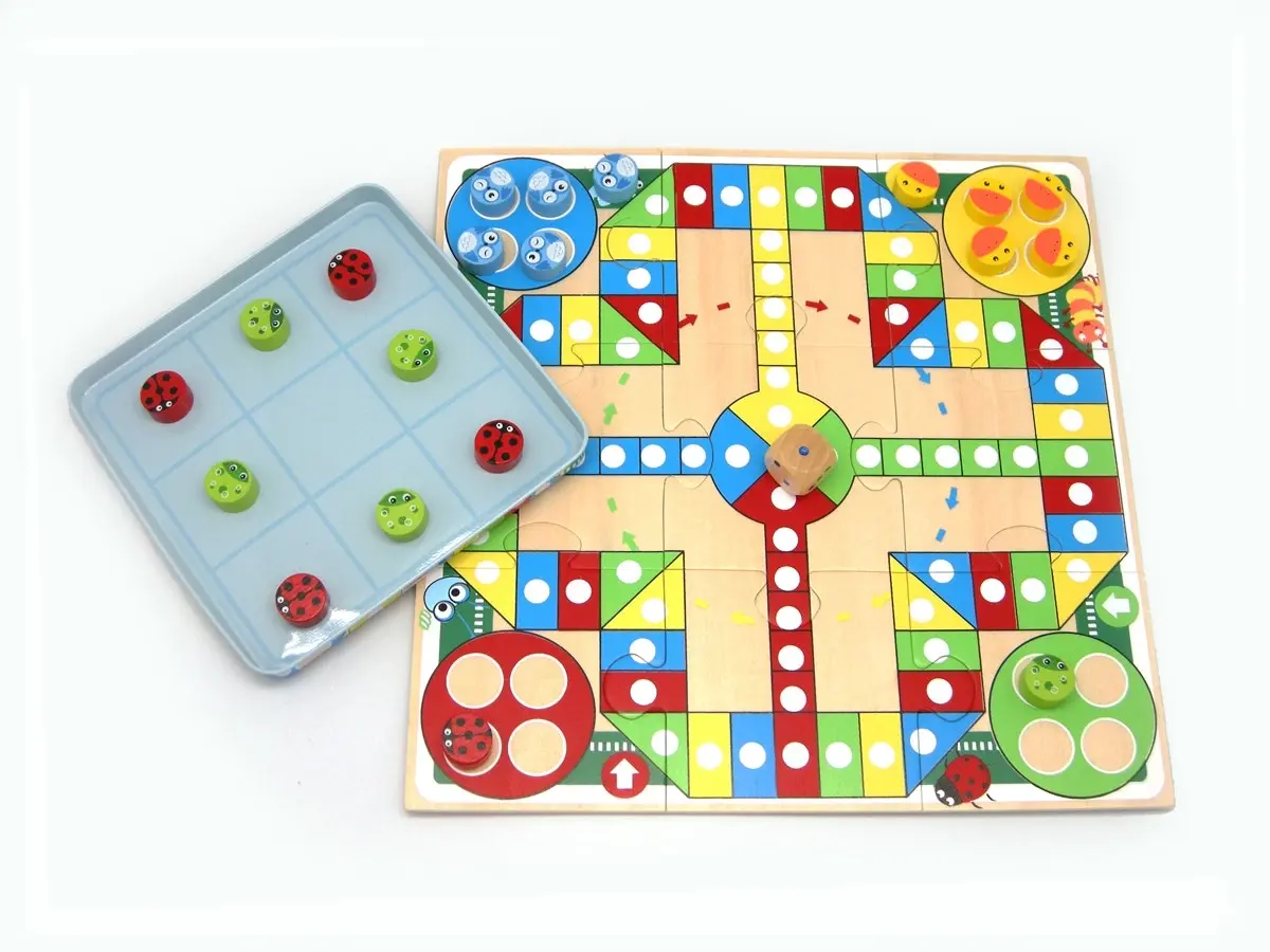 Kaper Kidz 15cm Tin Box Ludo & TicTacToe Board Game Kids Activity Play Toy 3+ - Toys & Games