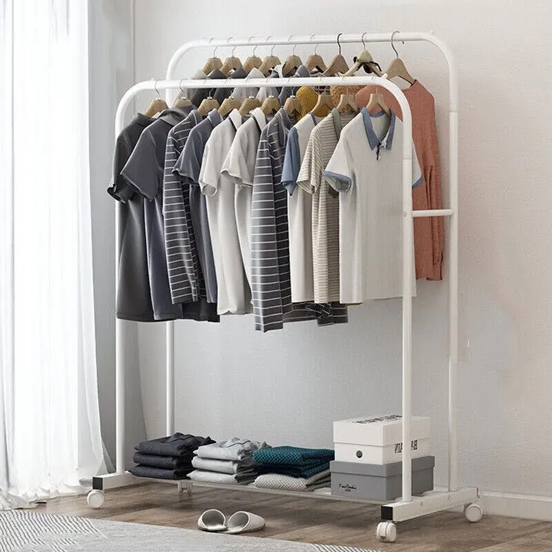 Heavy-duty Garment Rack with Wheels and Storage