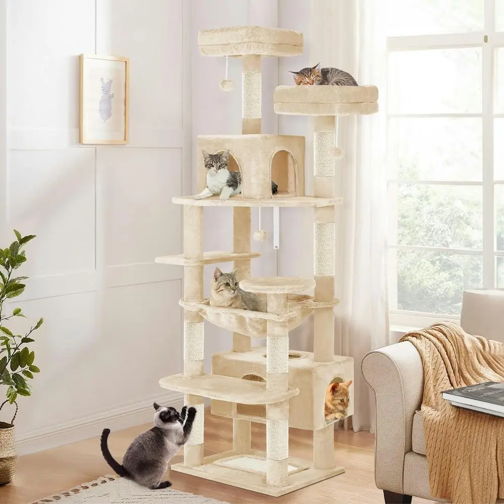 BEASTIE Cat Tree Tower Scratching Post Scratcher Condo House Furniture Beige 184 - Pets