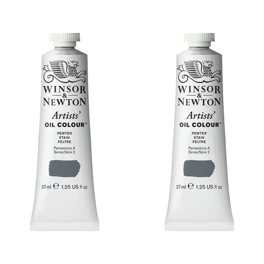 2x Winsor & Newton Artists Oil Colour 37ml Art/Craft Paint Tube Pewter Series 2 - Hobbies