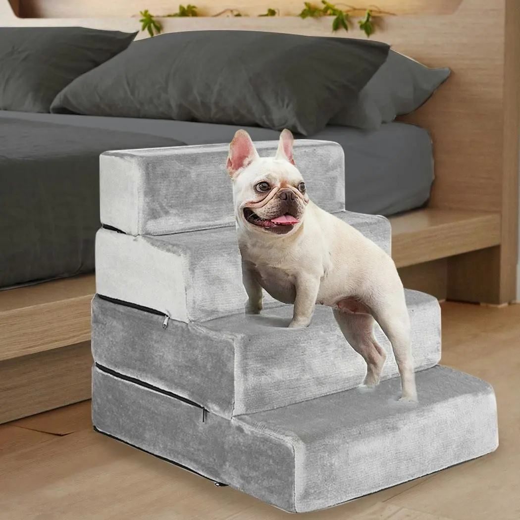 Pawz Pet Stairs 4 Step Ramp Portable Adjustable Climbing Ladder Soft Washable XL - Pets