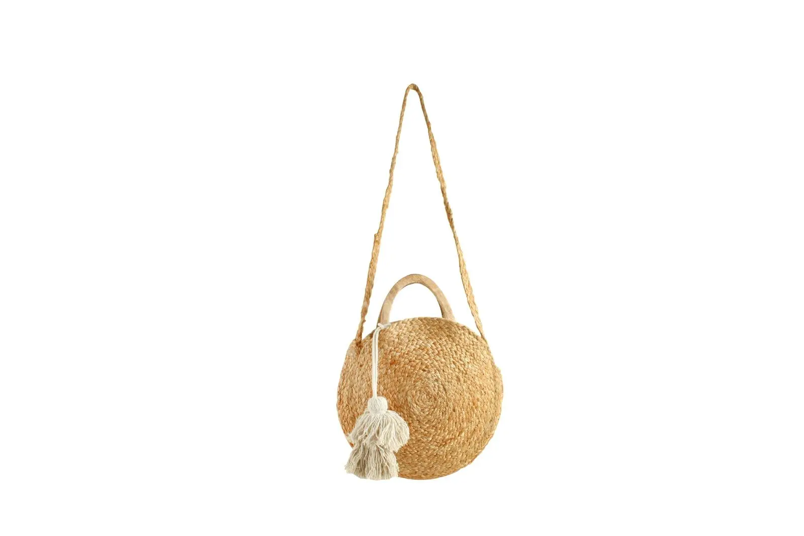Good Vibes 30x30cm Shine Jute Shoulder Bag w/ Tassel Women Summer Beach Natural - Fashion