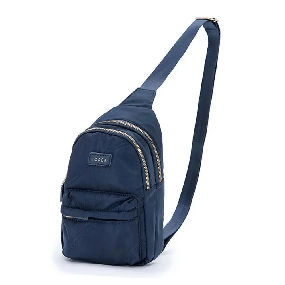 Tosca Casual Shoulder Nylon Slinger Crossbody Chest Utility Bag Navy Stitch - Fashion