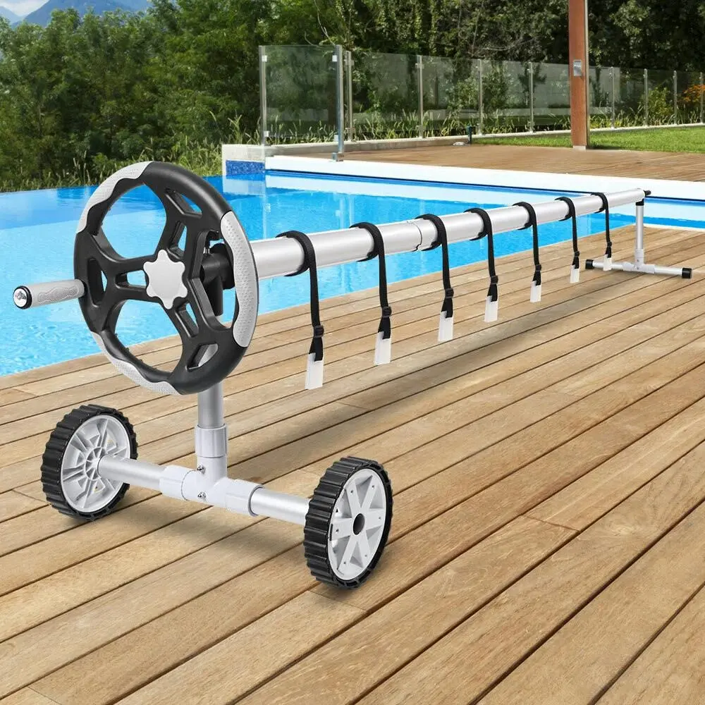 Alfordson Pool Cover Roller 6m Adjustable Solar Blanket Reel Swimming Grey - Home & Garden