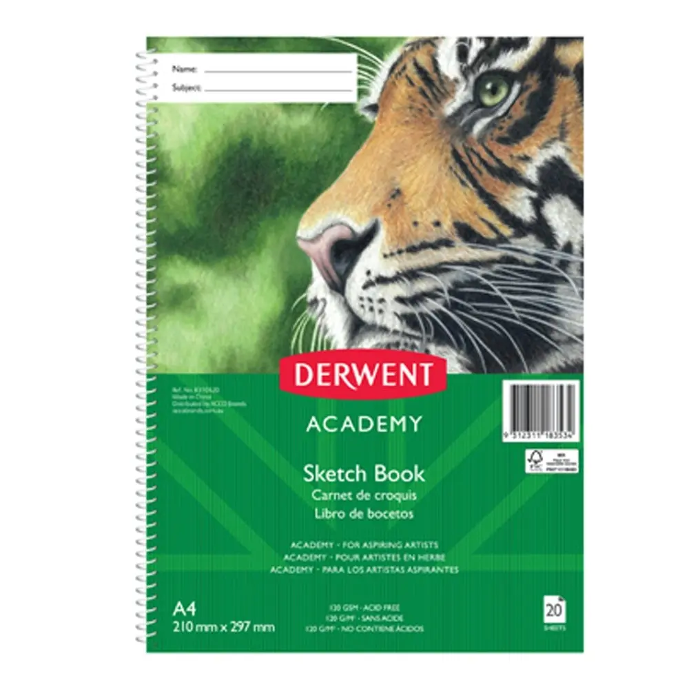 Derwent Academy Art/Craft PP Cover Sketch Book A4 Portrait 20 Sheet 110Gsm - Office