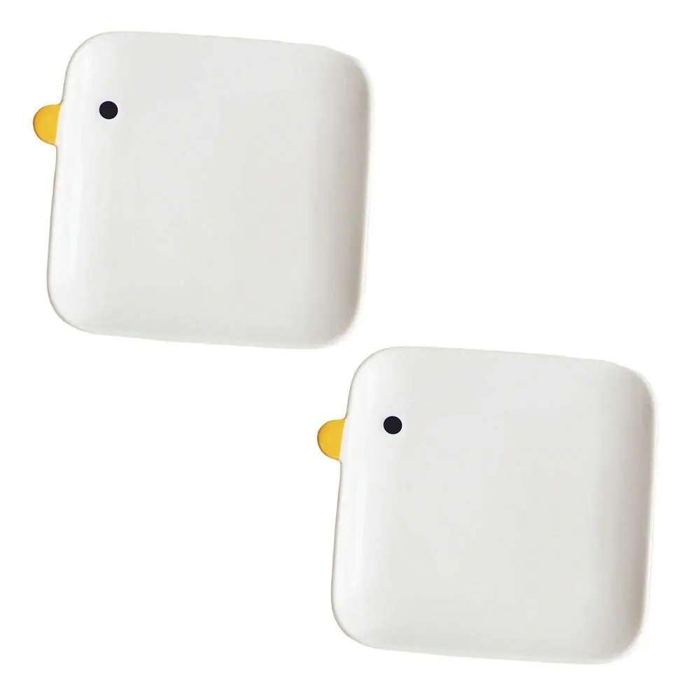 2x Purroom 15cm Ceramic Dinning Plate Kitchen Food Serve Dinner Dish Square WHT - Pets