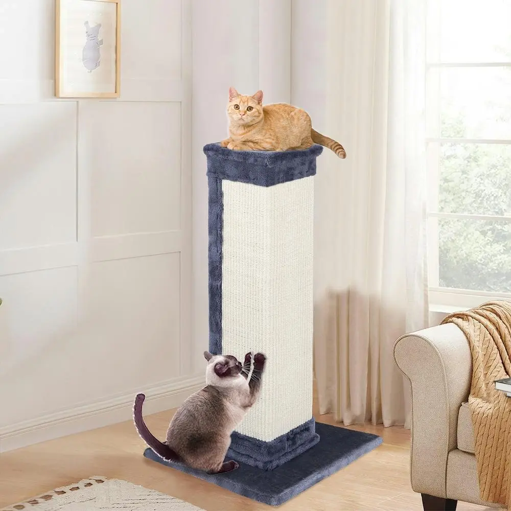 BEASTIE Cat Tree 92cm Grey Scratching Post Scratcher Tower Wood - Pets