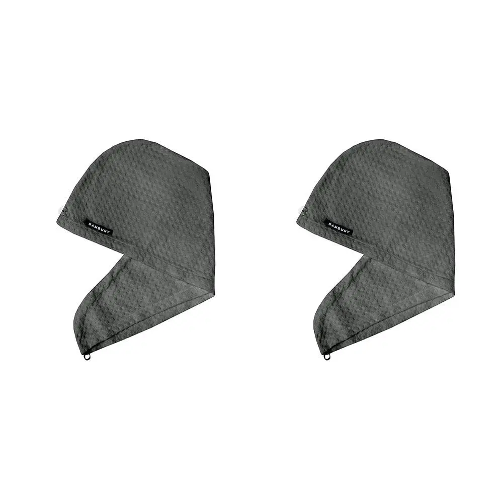 2x Bambury Home Living Matrix Microfibre Hair Wrap Charcoal Knitted 65 x 25cm - Home & Garden