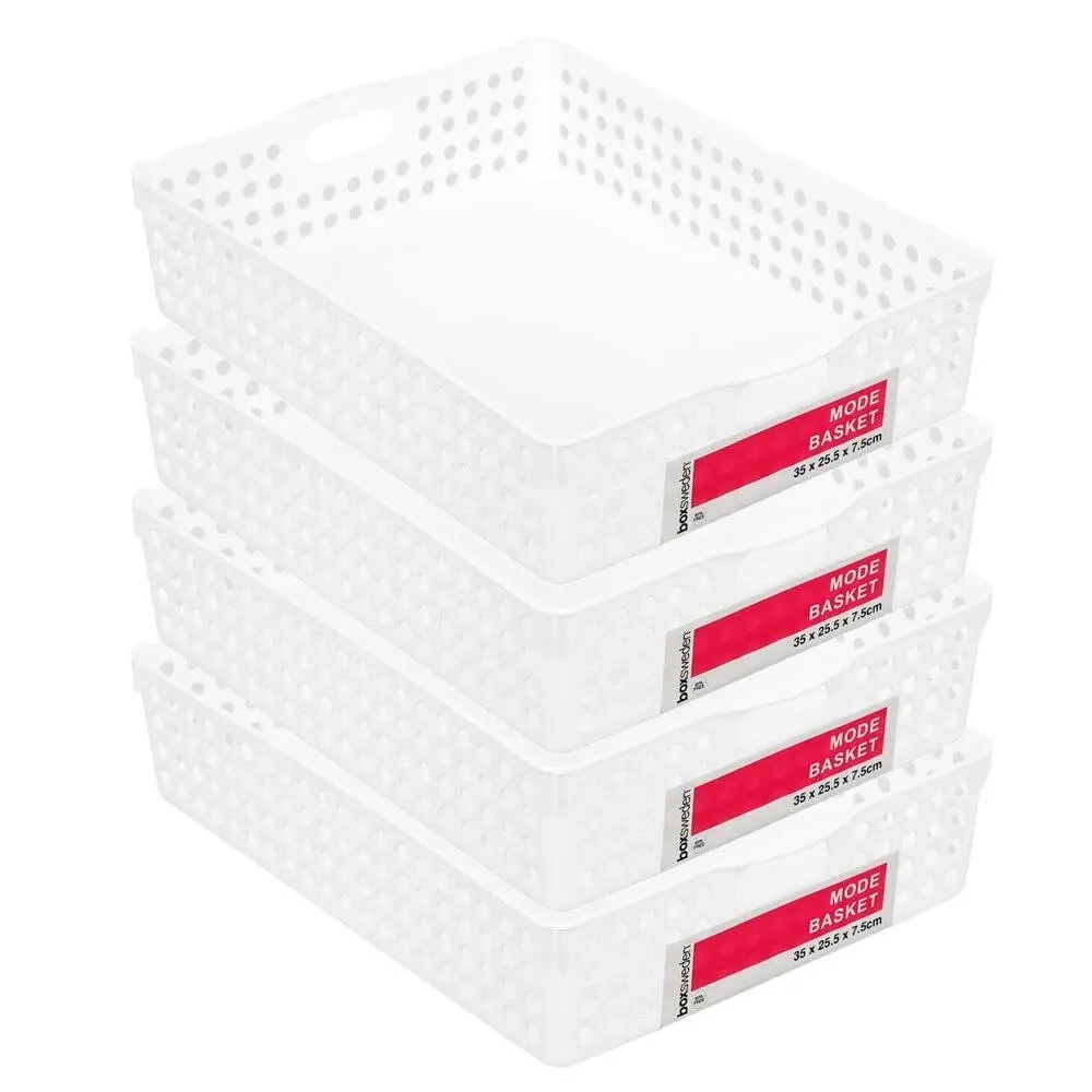 4x Boxsweden Mode Basket 35cm Home Cleaning Storage Room Organiser Container WH - Home & Garden