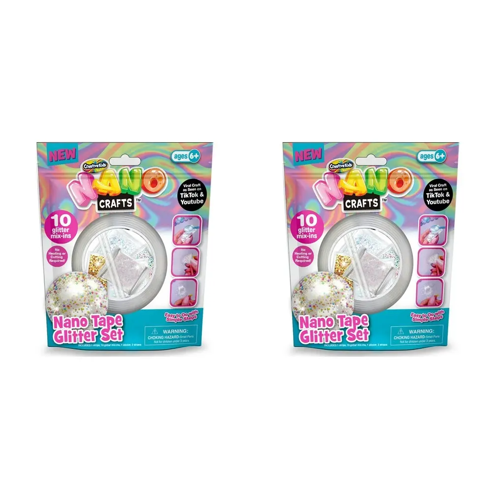 2x Nano Crafts Glitter Tape Set Art Craft Kids/Children Creative Play Toy 6+ CLR - Hobbies