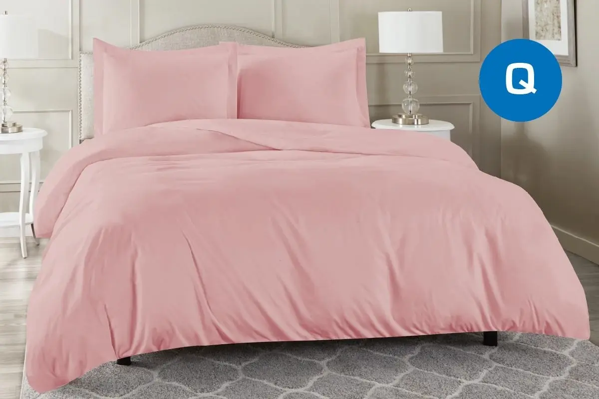 Queen Size Blush Color 1000TC 100% Cotton Quilt Doona Duvet Cover Pillowcase Set - Best Selling Linen & Towels - From $20