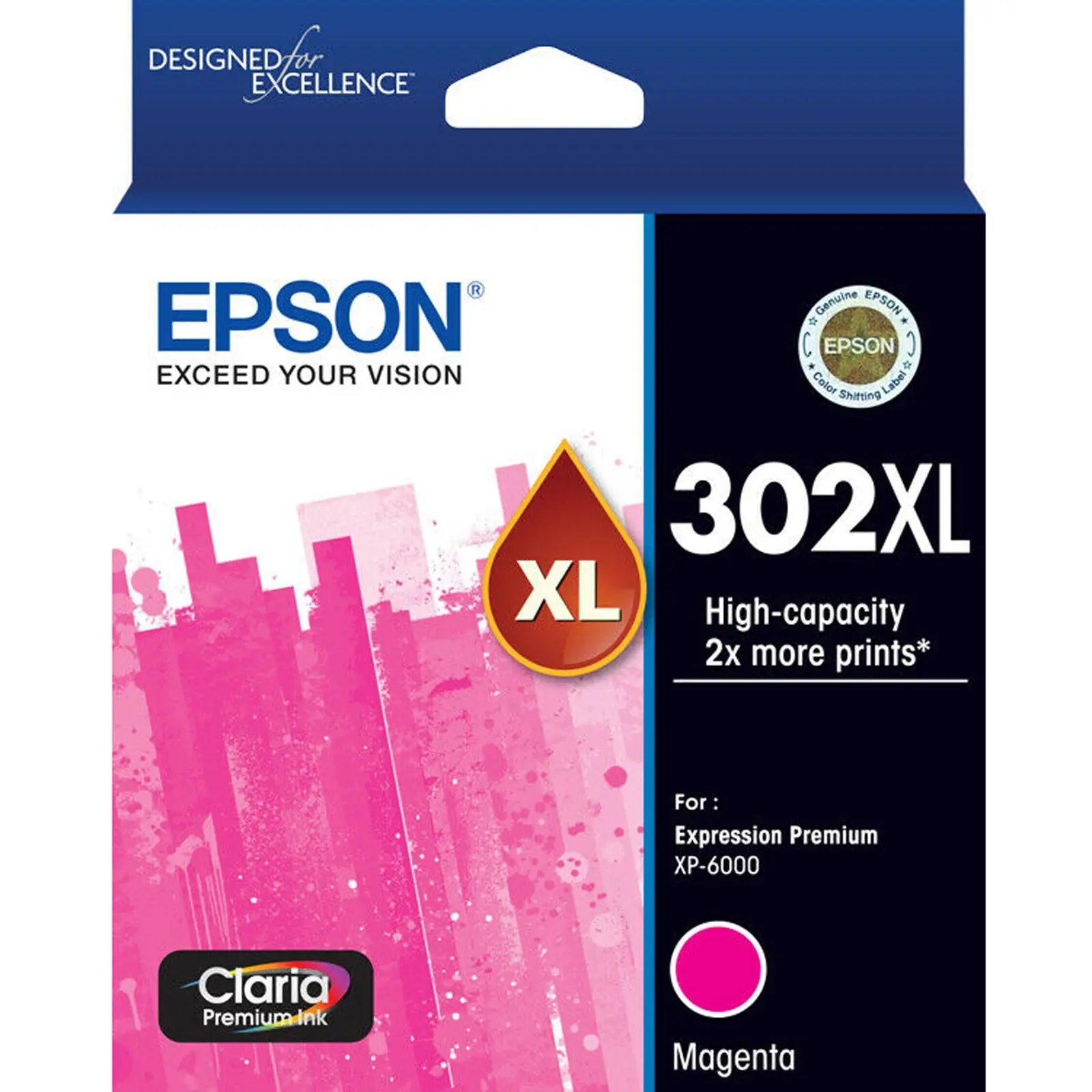 Original Epson 302XL Magenta Ink Cartridge Toner Claria Premium T01Y392 - Electronics