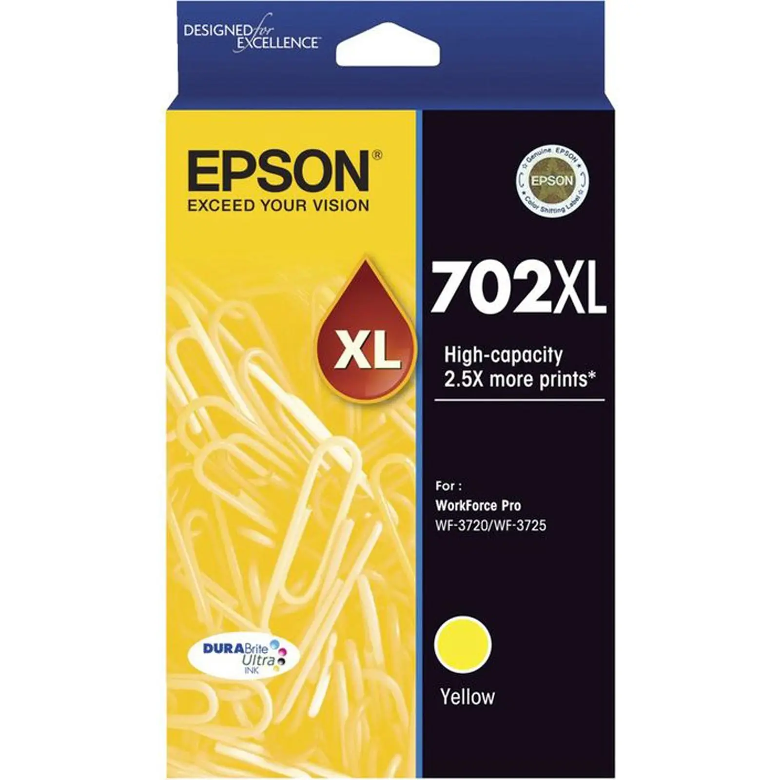 Original Epson 702XL Yellow Ink Cartridge WF-3720 WF-3725 T345492