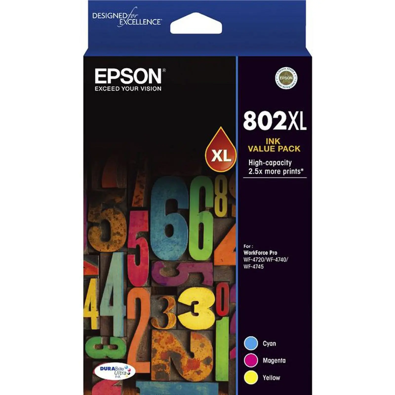 Epson 802XL 3 Colours Value Pack High Capacity Ink Cartridge T356592 - Electronics