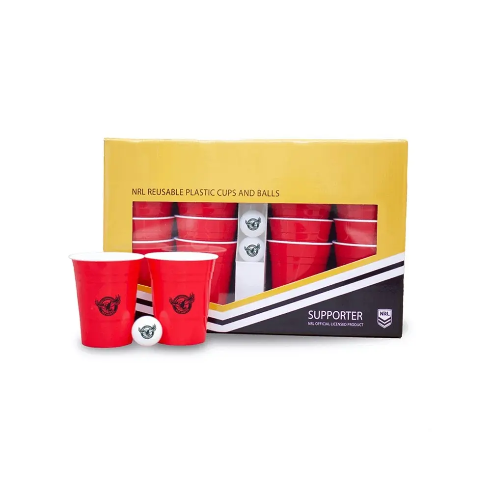 23pc NRL Reusable 473ml Cups/Balls Manly Sea Eagles Beer Pong Party Fun Game - Hobbies