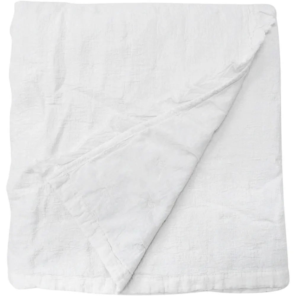 LVD Cotton/Polyester Bedspread/Throw Blanket Lrg Soft 200x230cm Washed White - Home & Garden