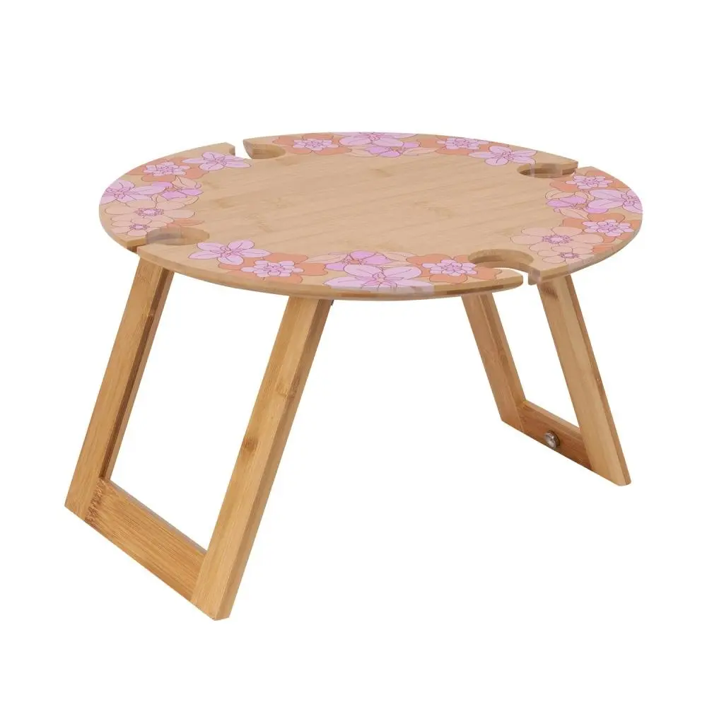 Splosh Picnic Retro Floral Bamboo Foldable Outdoor Picnic Wooden Table 40cm - Home & Garden