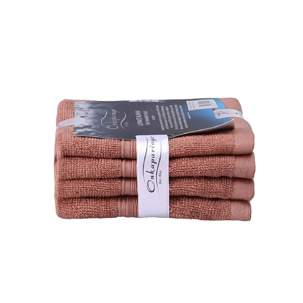 4PK Ultimate Alanya Cotton Face Washer/Towel 550Gsm Highly Breathable Clay - Home & Garden
