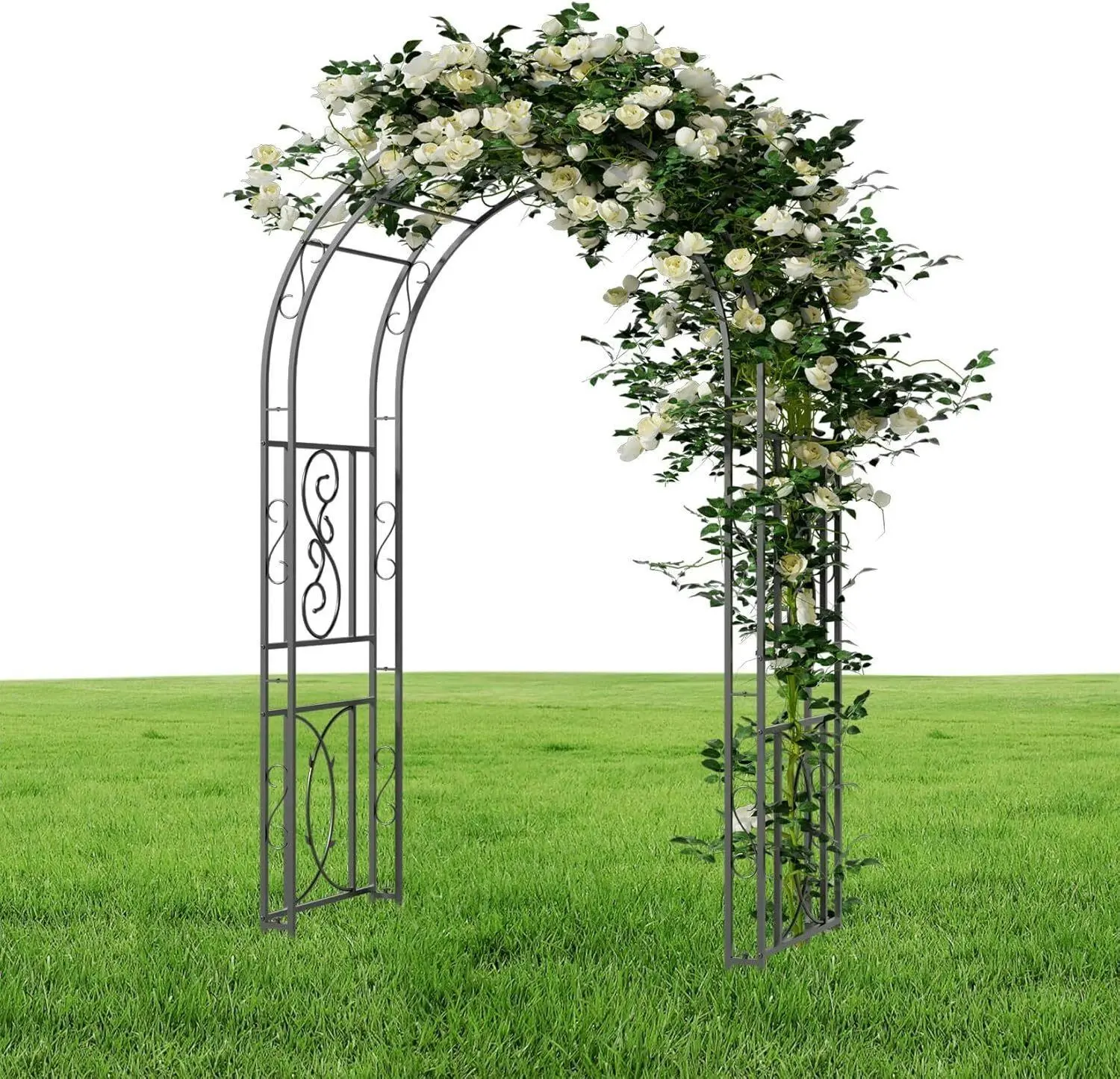 Fin Xxl Metal Garden Arch Trellis Outdoor Arbour Archway Wedding Arch Frame Entrance - Religious & Ceremonial