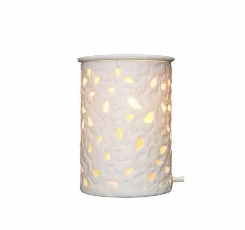 Fin White Ceramic Electric Oil Burner Lamp Free Wax & Globe - Home & Garden