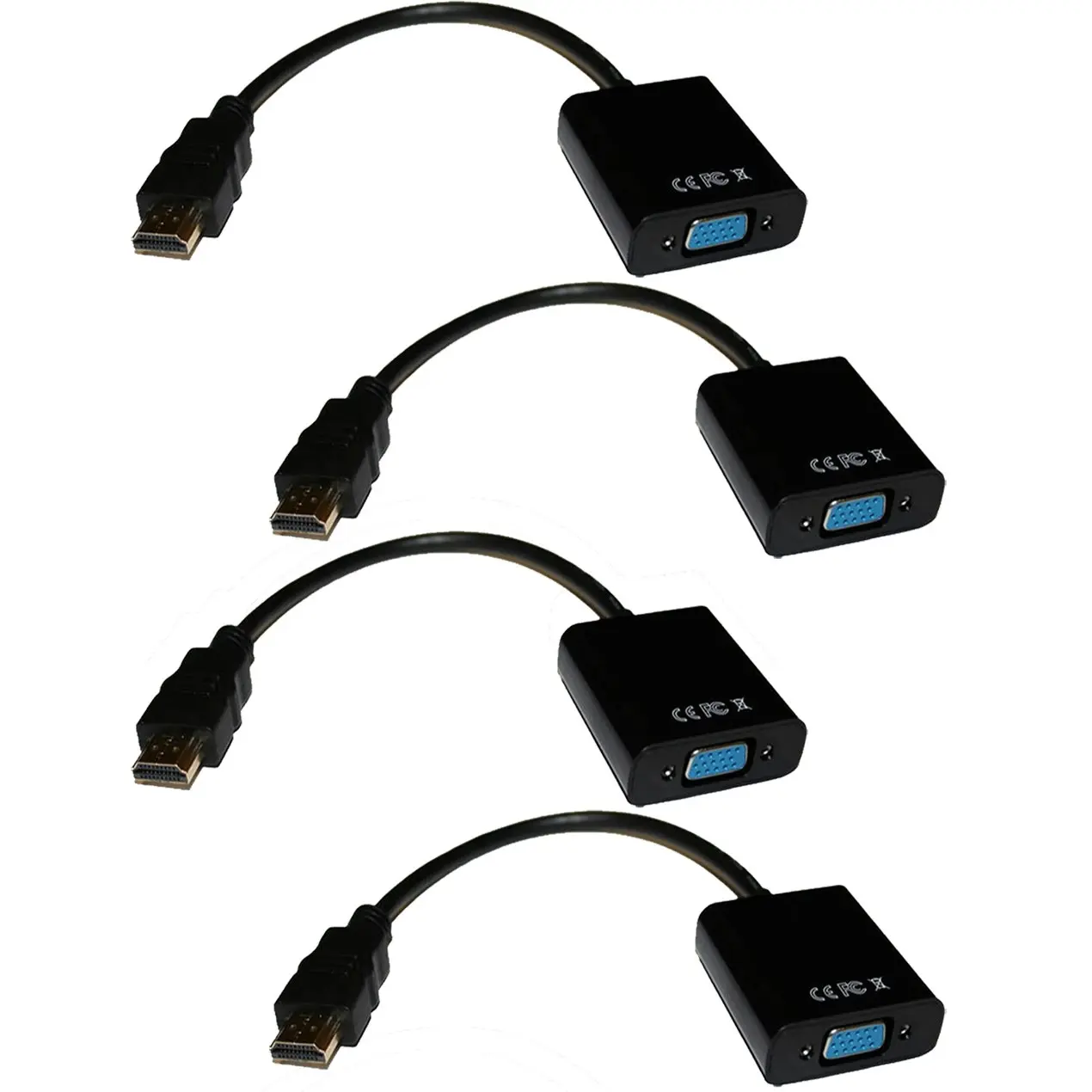 4Pc Hdmi To Vga Converter Cable 1080P + 3.5Mm Stereo Audio Digital Analog Conversion 4X - Electronics