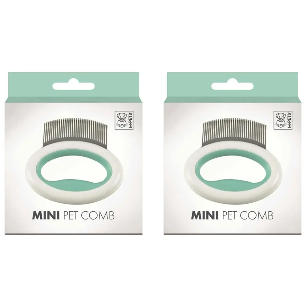 2x M-Pets 8cm Mini Pet Comb Cat/Kitten Dog Pet Bath Grooming Cleaning Tool Green