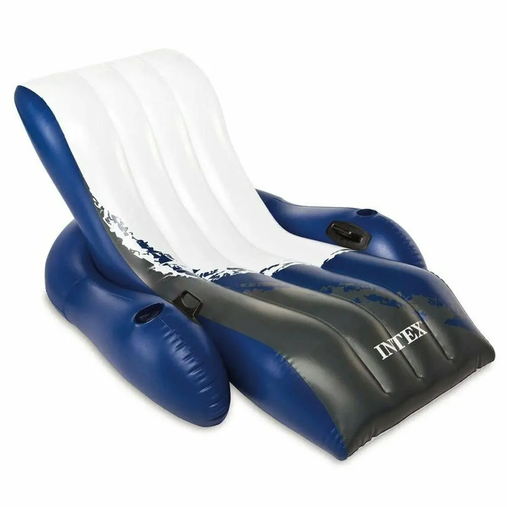 Intex 180cm Inflatable Floating Recliner Lounge Swimming Pool Float 15y+ Blue - Up to 70% off Summer Sale