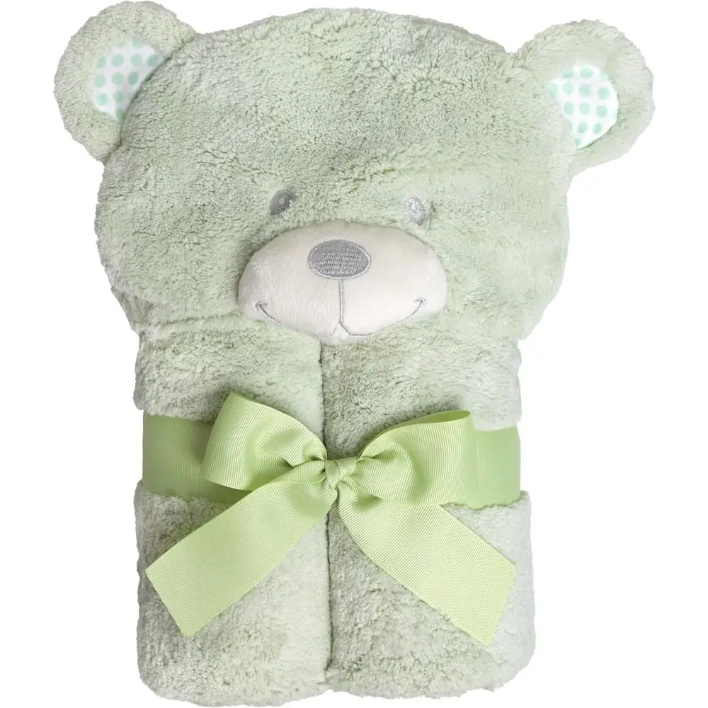 Ollie & Paige Kids/Children Hooded Bath Towel/Wrap Blake The Bear Green - Home & Garden