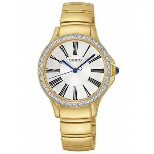 Seiko Swarovski Gold/White Dial Women's Analog Quartz Watch SRZ442P1 - Up to 75% off Designer Watches