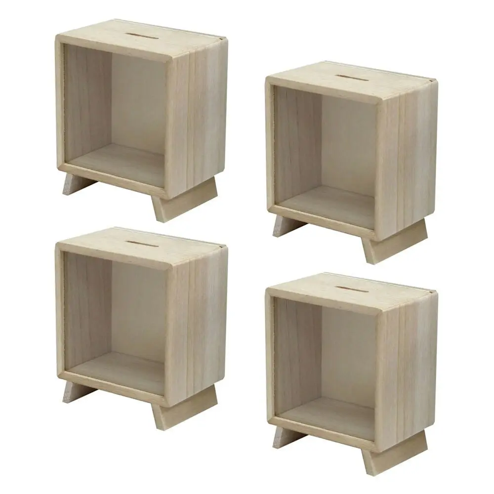 4x Boyle Wooden 10x14cm DIY Craft TV Money Box/Coin Storage Art/Craft Organiser - Hobbies