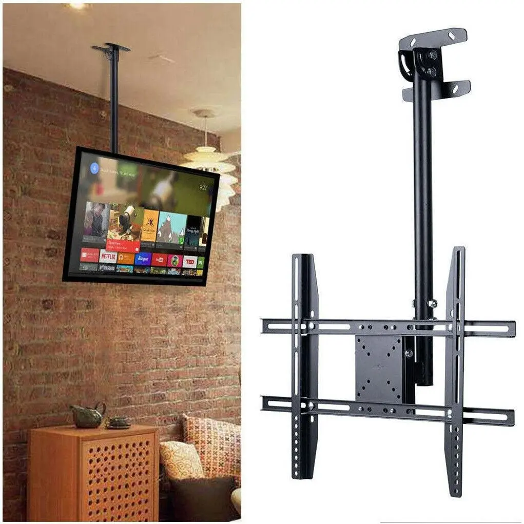 Samsung-compatible, tilting & rotating ceiling TV mount for 30-65" screens.