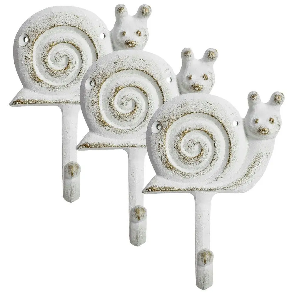 2x Snail Hook Metal 13.5cm Wall Hanging Decor Keys/Bags Hanger Organiser White - Home & Garden