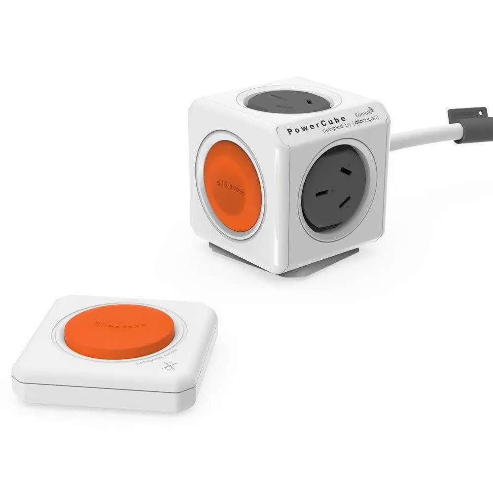 Grey PowerCube 4 Socket Mountable Power Board w/1.5m Cord/2 USB Ports/Remote - Electronics