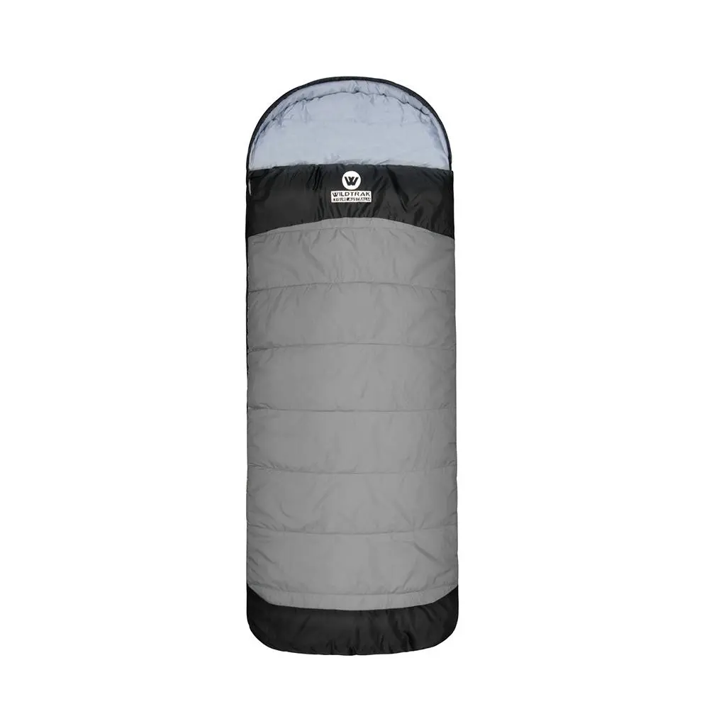 Wildtrak Murray 230x80cm Hooded Jumbo Sleeping Bag Camping/Hiking Sleeper Grey - Sports & Outdoor