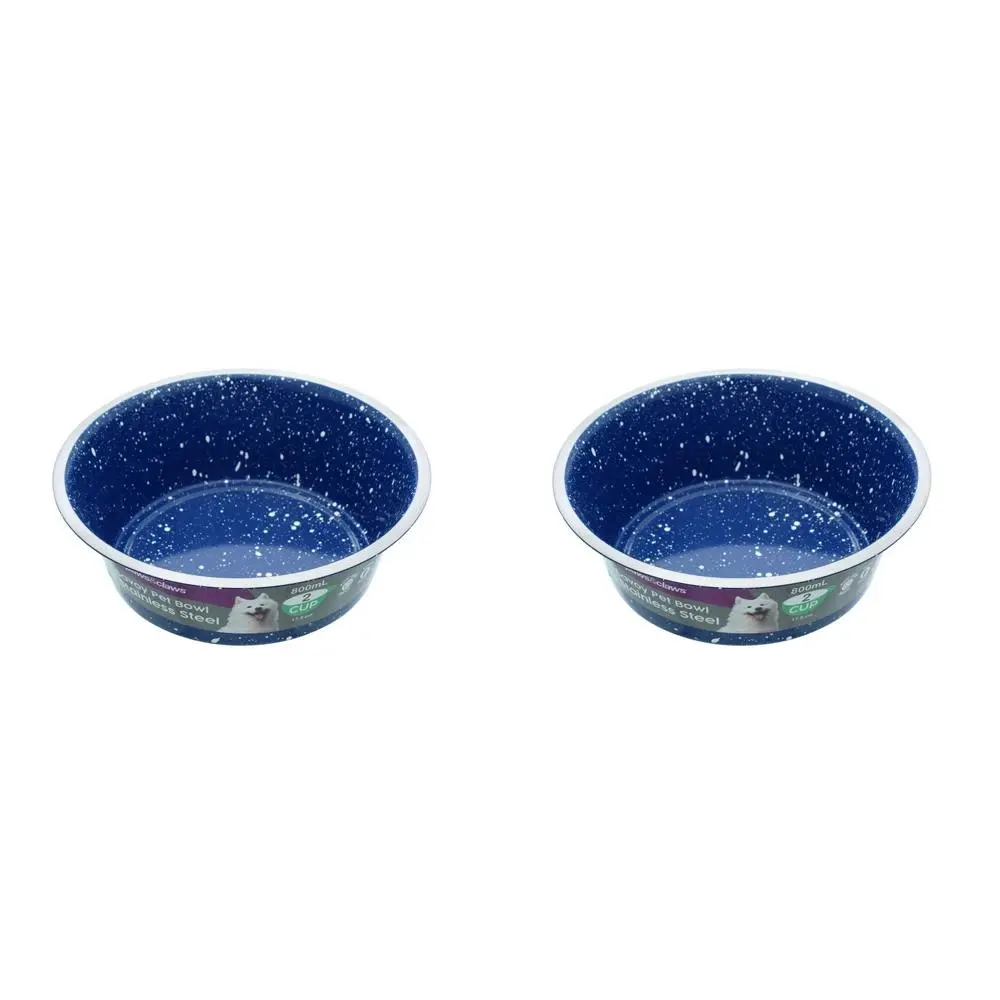 2x Paws & Claws Savoy 800ml Stainless Steel Bowl Pet/Dog Food Container Assort - Pets
