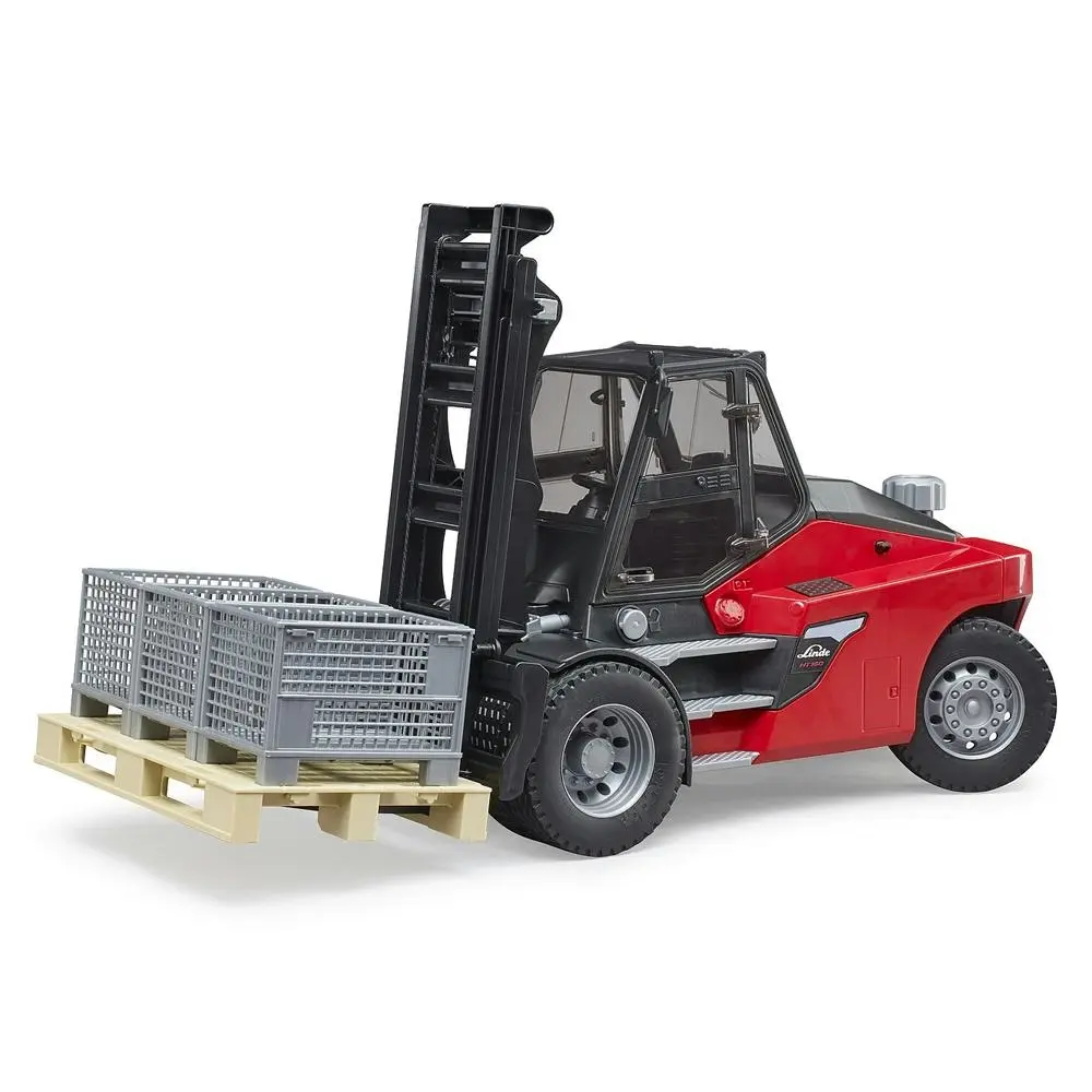 Bruder 42.9cm Linde HT160 1:16 Fork Lift w/ Pallet/3 Cages Kids Vehicle Toy 4y+ - Toys & Games