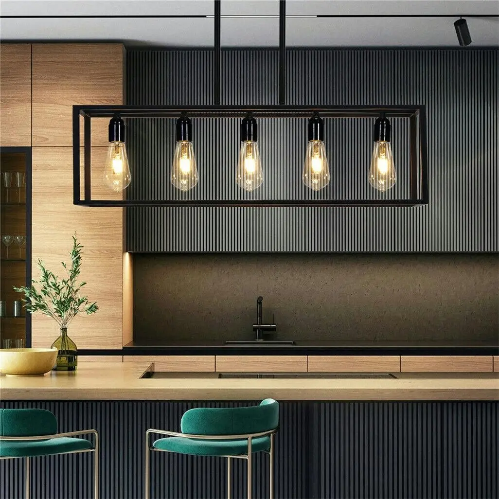 Fin Modern Metal Cage Chandeliers Open Frame Pendant Lamp F/ Dining Room Kitchen Bar - Home & Garden