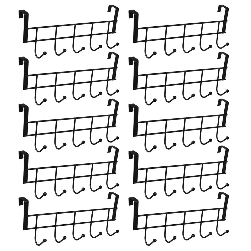 10x Boxsweden 5 Hooks Over Door Hook Hanger Storage Hanging Holder Organiser BK - Home & Garden