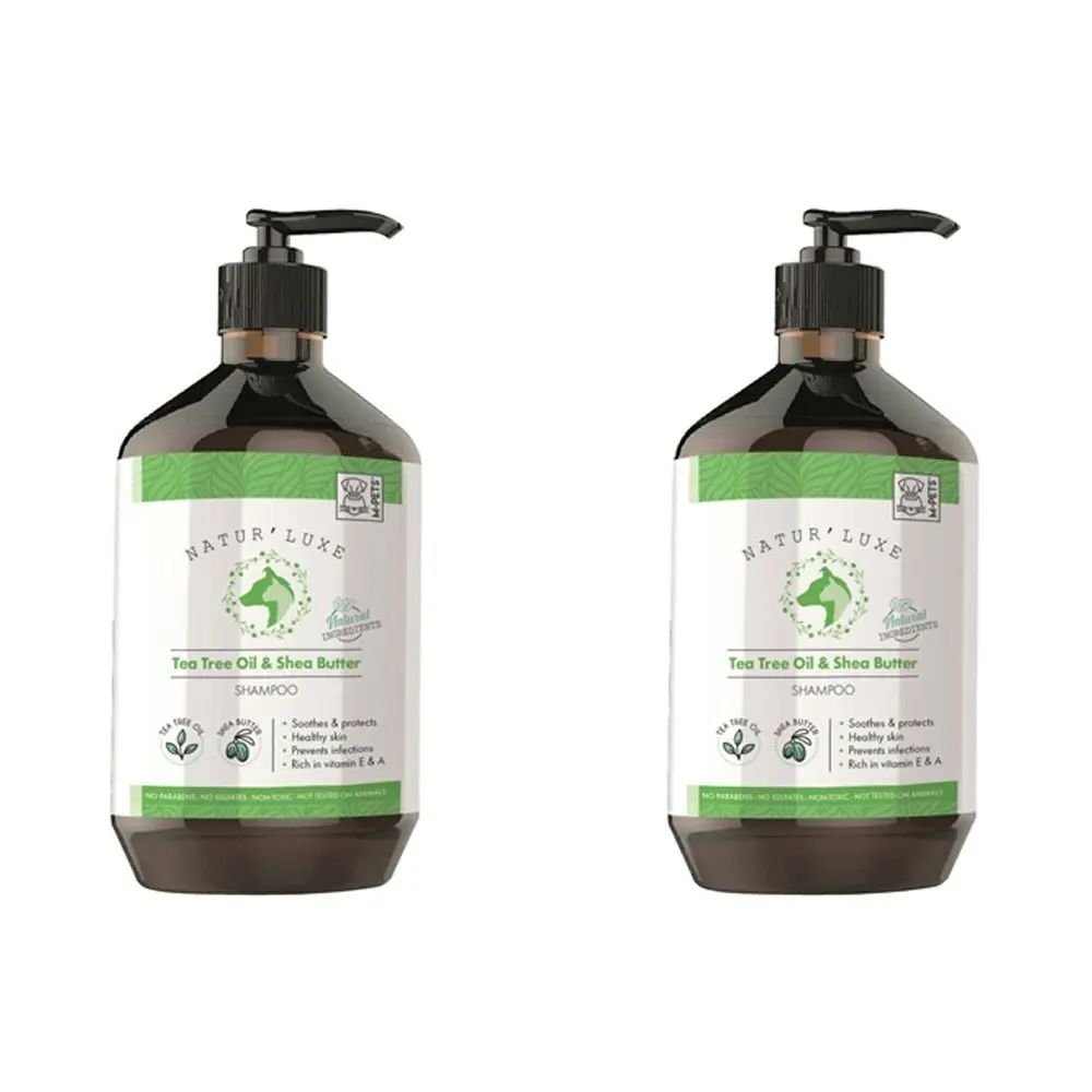2x M-Pets 500ml Natur'Luxe Tea Tree Oil & Shea Butter Dog Shampoo Pet Grooming