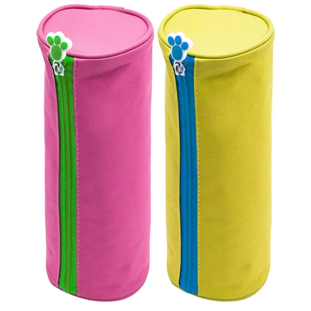 Glitter Critters Roll Me Barrel Case Fabric Pencil Storage Bag Pink & Yellow - Office