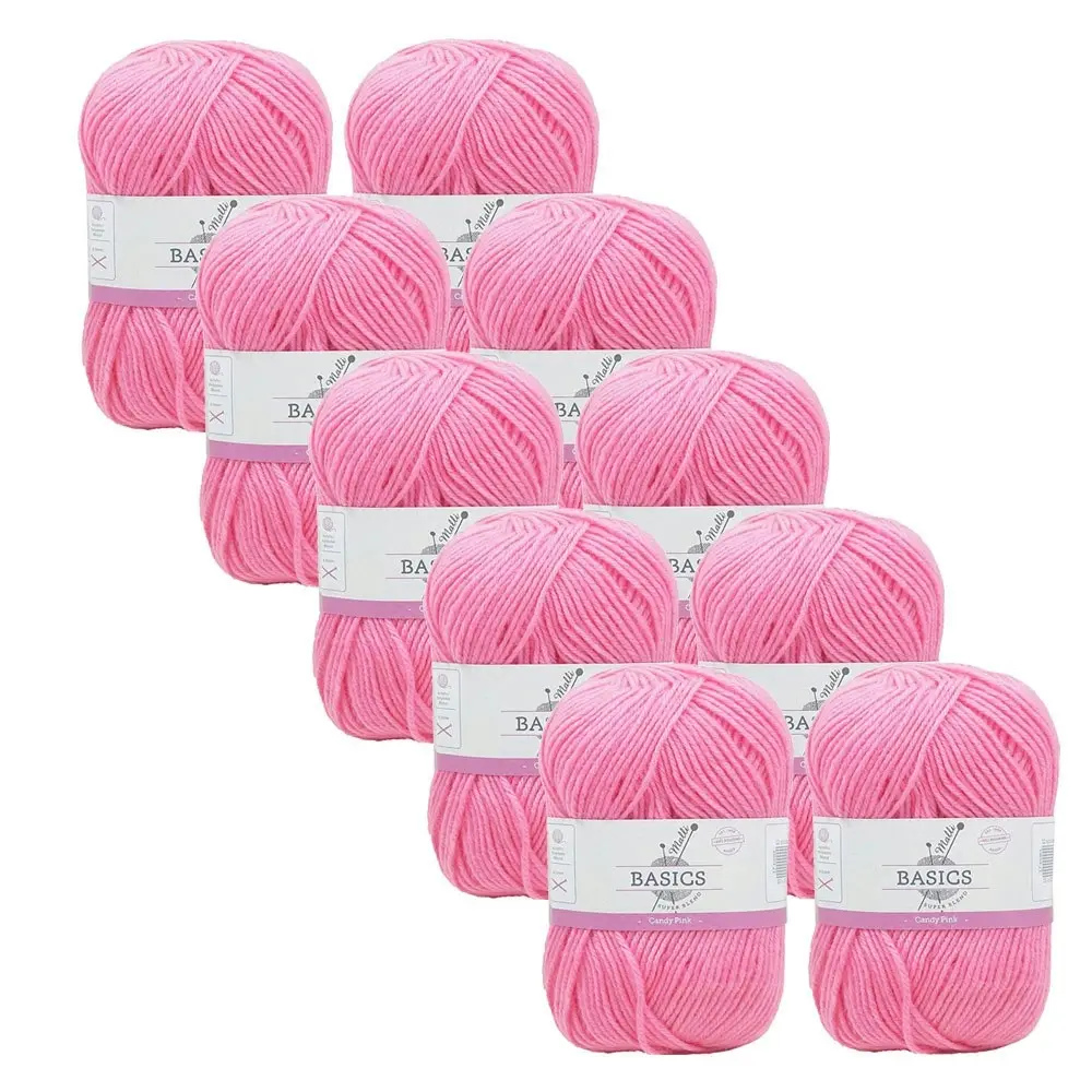 10x Malli Blend Basic 100g Acrylic/Polyester Yarn Knitting/Crochet Candy Pink - Hobbies